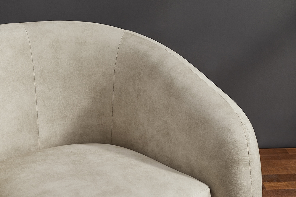 Moderner Design Sessel VOGUE 95cm beige Samt mit Armlehnen und Nosagfederung