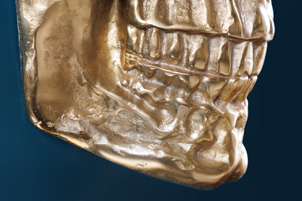 Exklusive Wandskulptur SKULL XXL 40cm gold Deko Totenkopf