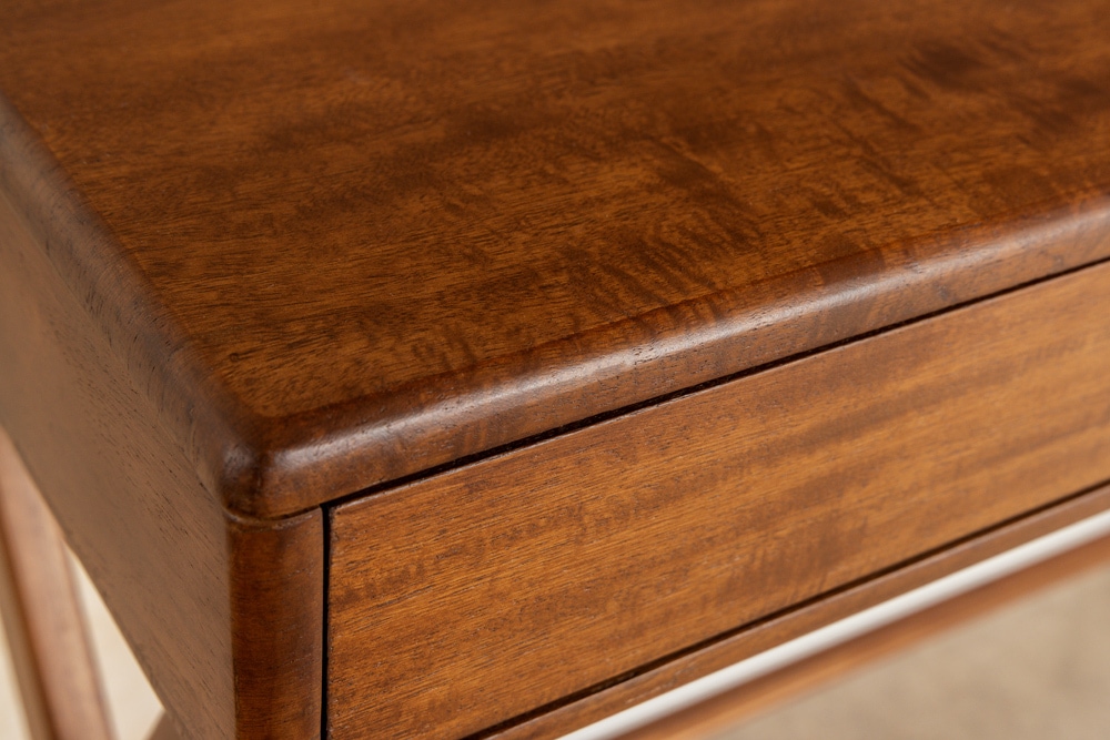 Stilvoller Konsolentisch SECRETARIO 110cm braun Akazie gold mit Schubladen