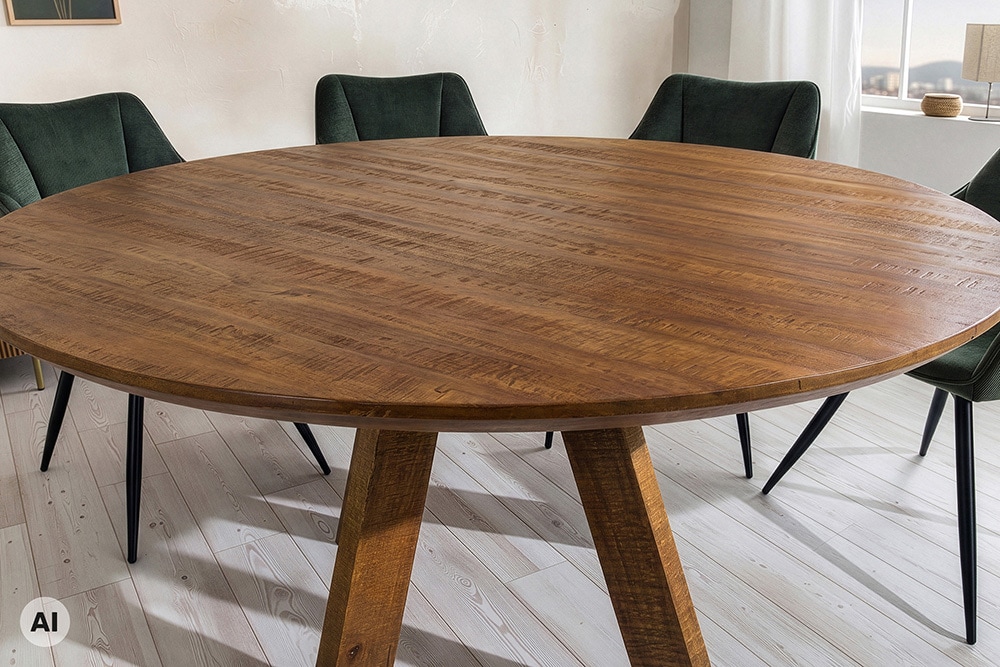 Runder Esstisch ART WOOD 120cm braun honey finish Mangoholz massiv