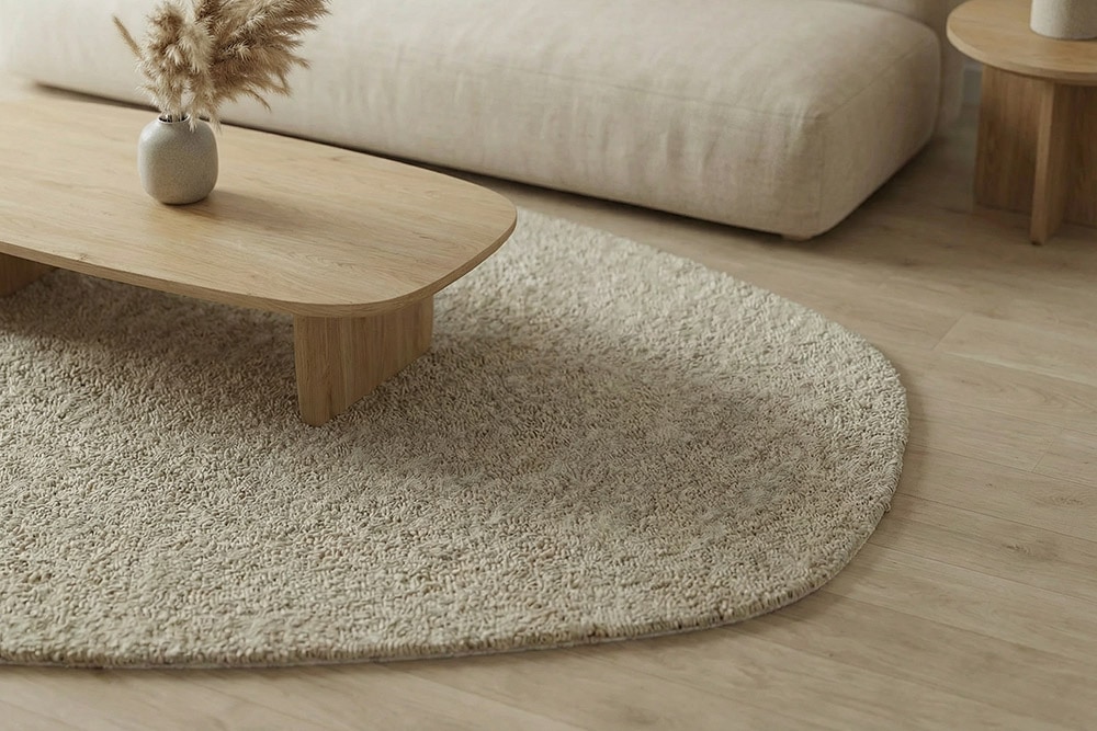 Design Teppich ORGANIC 180x120cm taupe Hochflor Indoor-Teppich organische Form