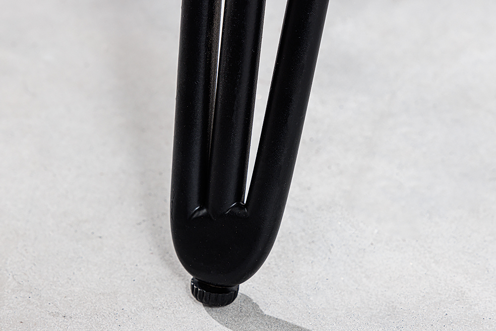 Runder Esstisch SCORPION 80cm grau Mangoholz massiv schwarze Metallbeine Hairpin Legs