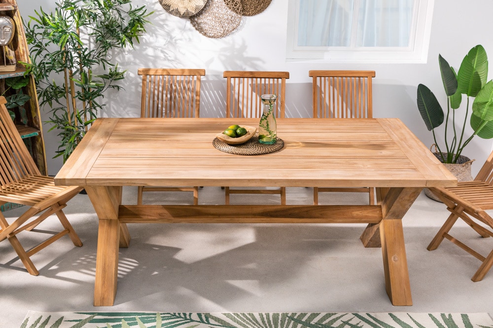 Wetterfester Gartentisch EMPIRE TEAK 180cm Teak Massivholz Outdoor Esstisch