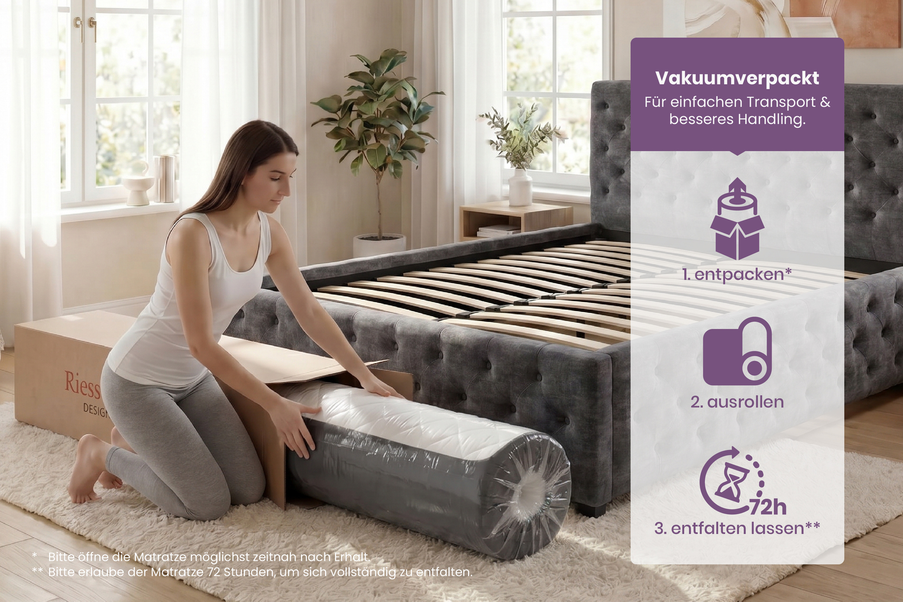 Ergonomische Matratze CLOUD FLEX 180x200cm dunkelgrau Tonnentaschenfederkern 9-Zonen