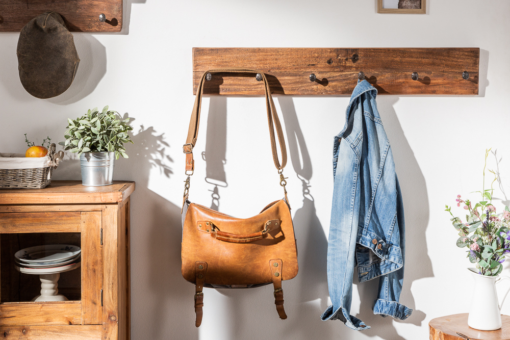 Massive Wandgarderobe HEMINGWAY XL 90cm natur recyceltes Massivholz