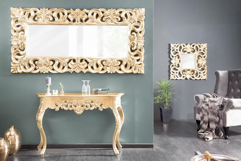 Eleganter Wandspiegel VENICE 75x75cm gold antik Barockstil