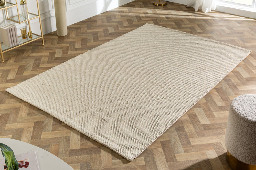 Design Teppich WOOL 240x160cm hellbeige aus Wolle