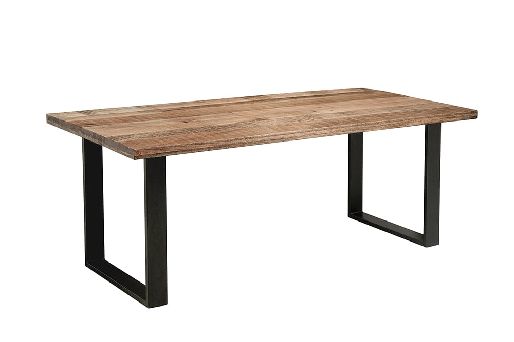 Massiver Esstisch IRON CRAFT 160cm natur Mangoholz Eisen Kufengestell Industrial Design