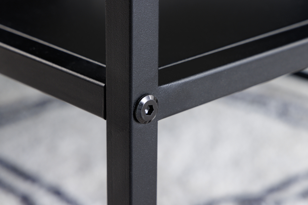 Moderner Couchtisch DURA STEEL 100cm schwarz Metall mit Ablagefach