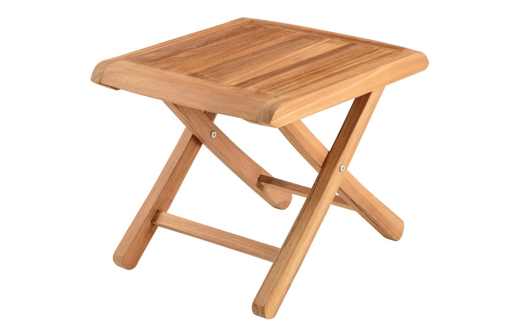 Massiver Beistelltisch EMPIRE TEAK 45cm natur Teakholz wetterfest