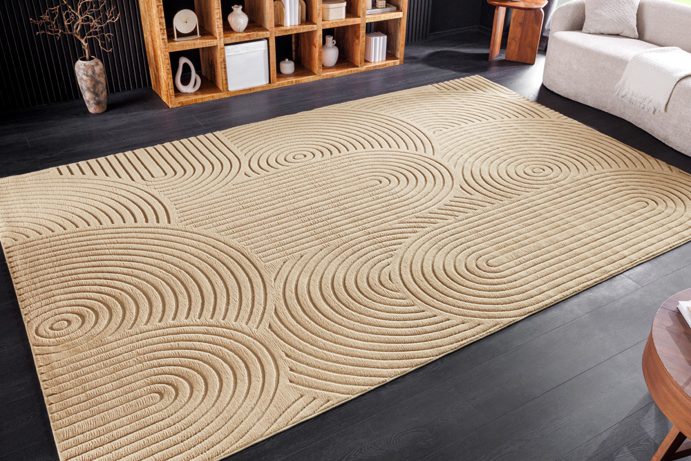 3D strukturierter Kurzflor Teppich ART DECO 350x230cm taupe Hoch-Tief-Effekt » Jetzt kaufen