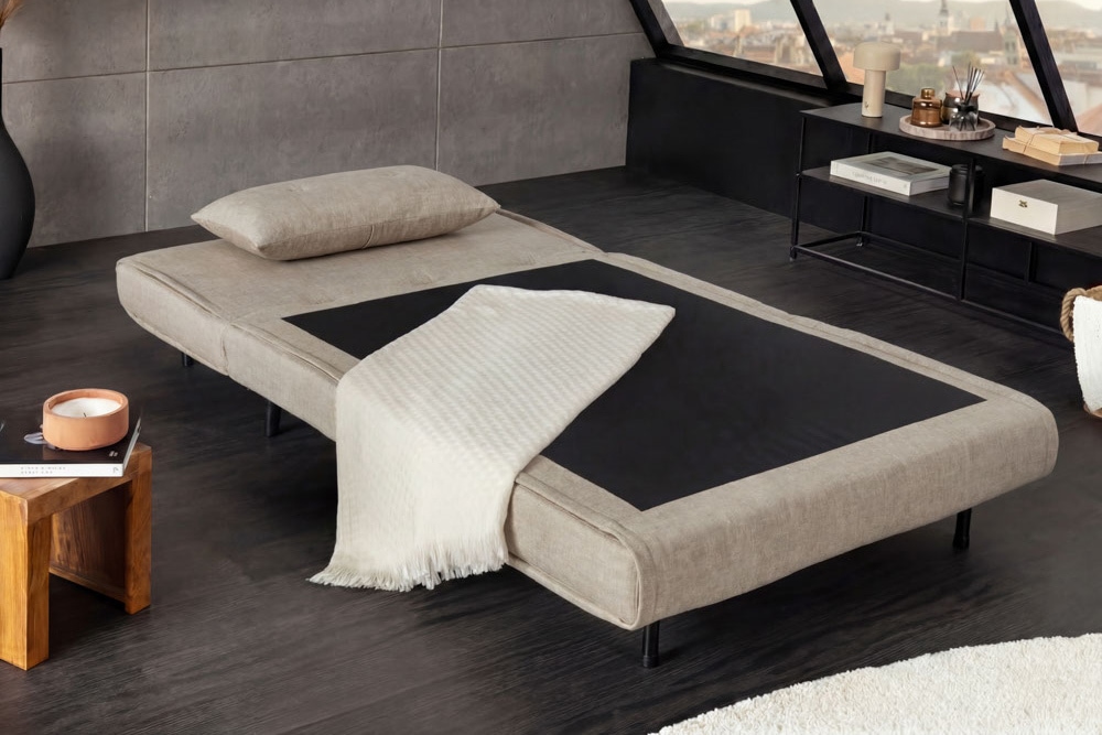Schlafsessel SMART MULTIFUNCTION 100cm champagner beige Vogue Seiden Samtstoff