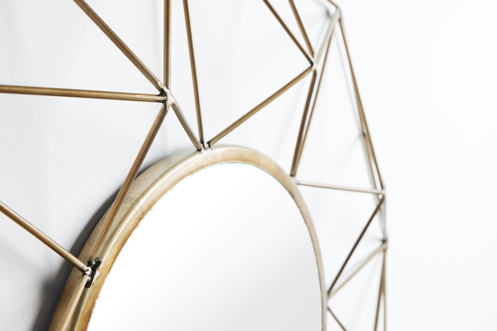 Handgearbeiteter Spiegel DIAMOND XL 90cm messing aus Eisen im Retro Design
