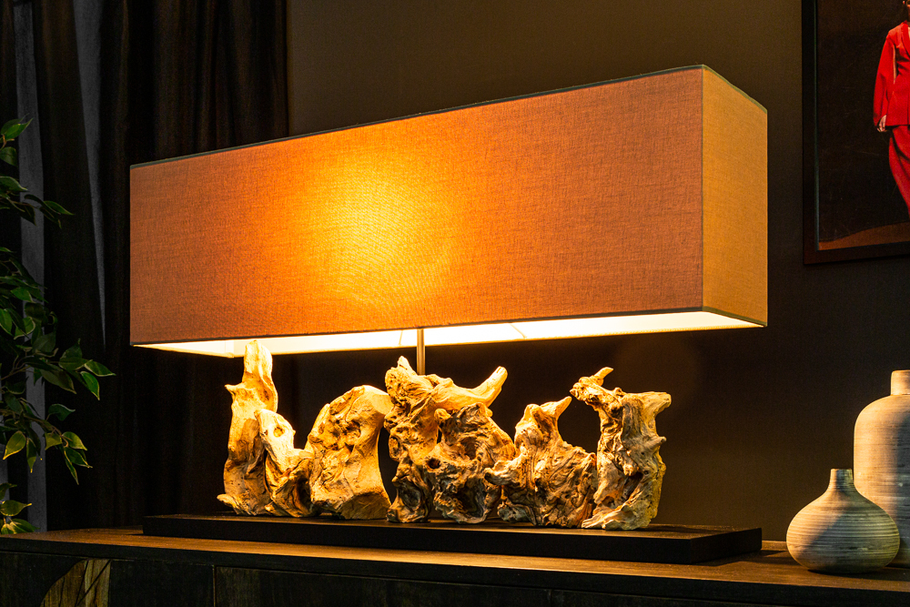 Einzigartige Treibholz Tischlampe PURE UNIQUE 80cm beige mit Leinenschirm Einzigartige Treibholz Tischlampe PURE UNIQUE 80cm beige mit Leinenschirm