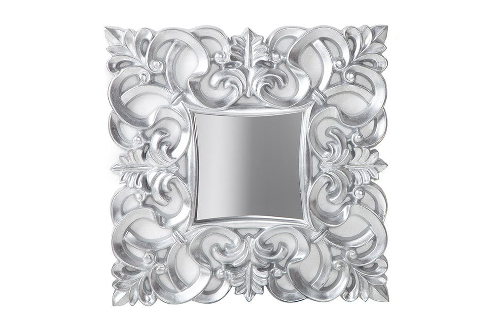 Eleganter Wandspiegel VENICE 75x75cm silber antik Barockstil