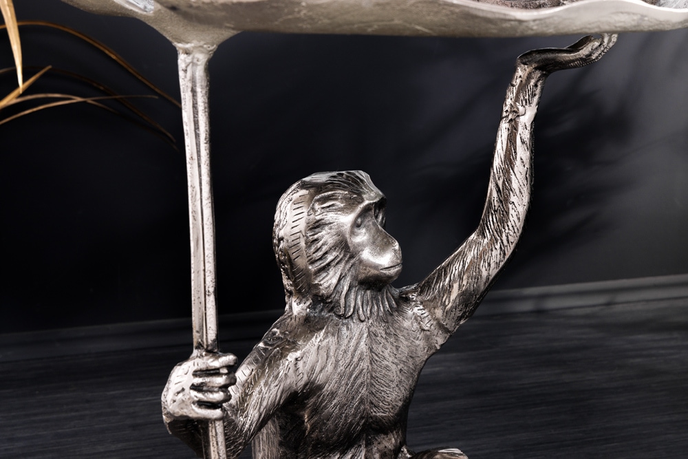 Design Beistelltisch WILDLIFE MONKEY 60cm silber Metall handmade