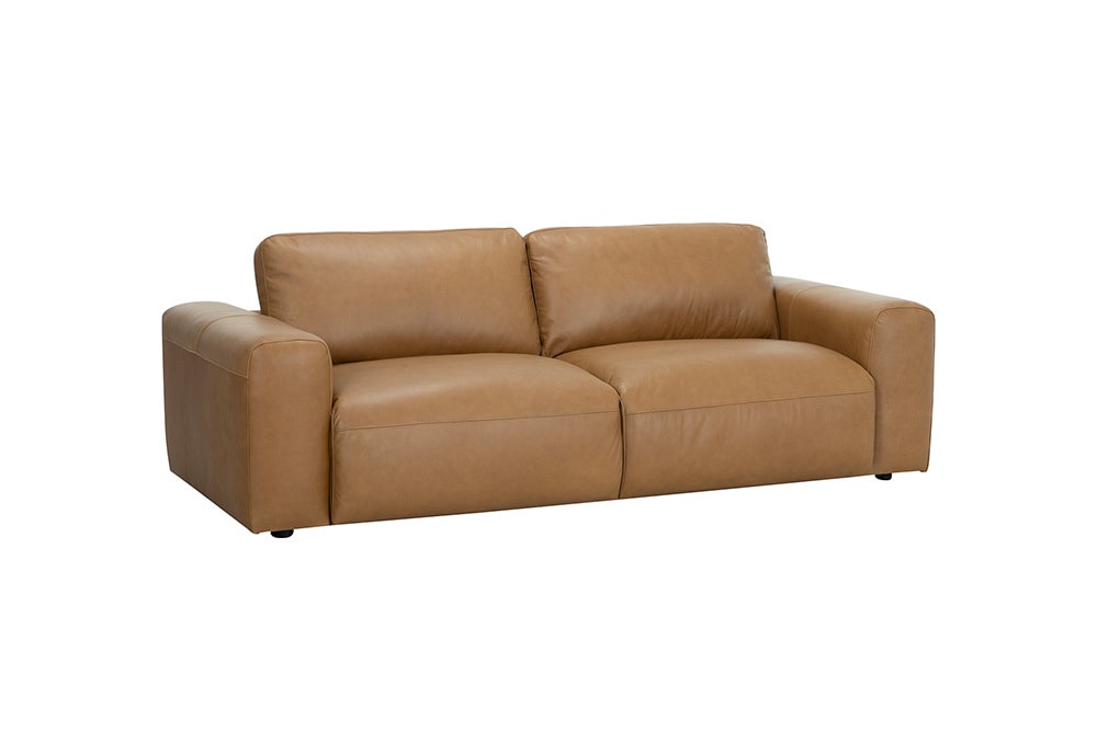 Echtleder Sofa BIG GEORGE 245cm cognac Taschenfederkern 3-Sitzer Couch