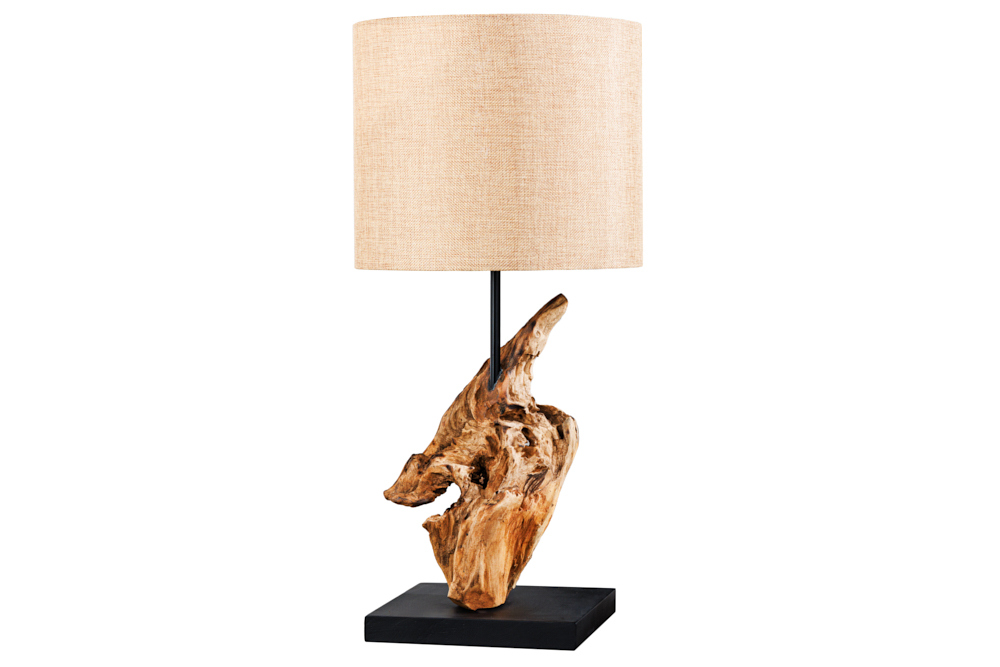 Treibholz Tischlampe HYPNOTIC 60cm natur Leinen-Schirm