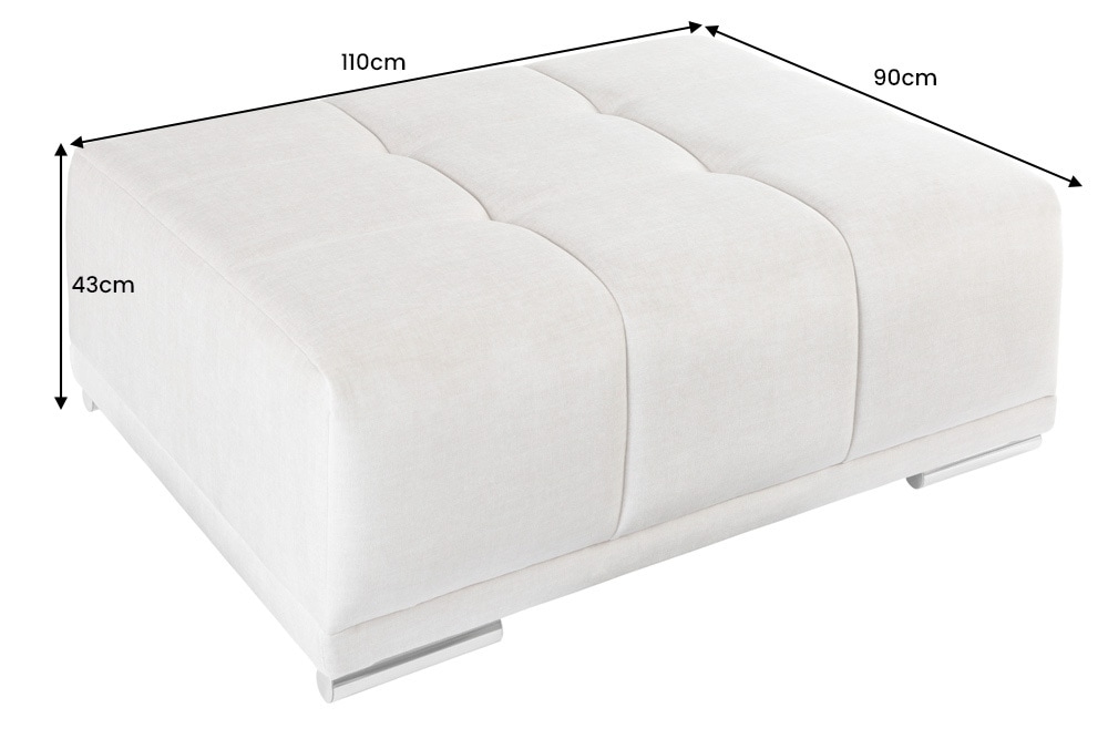 Extravaganter Hocker ELEGANCIA 110cm champagner beige Vogue Velours Samt Ziersteppung