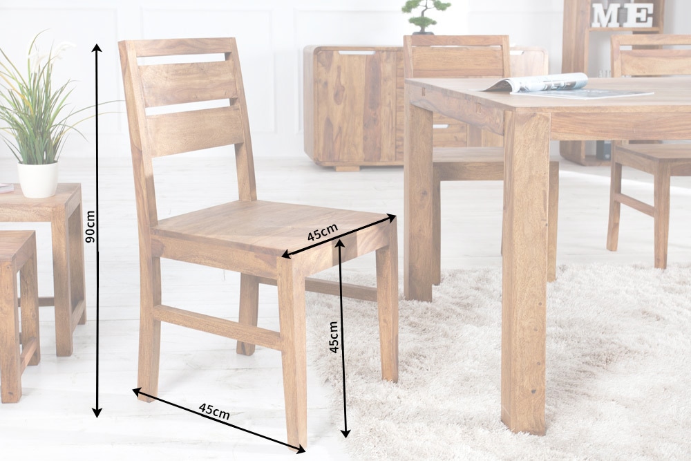 Massiver Stuhl PURE braun Sheesham Massivholz stone finish einzigartige Maserung