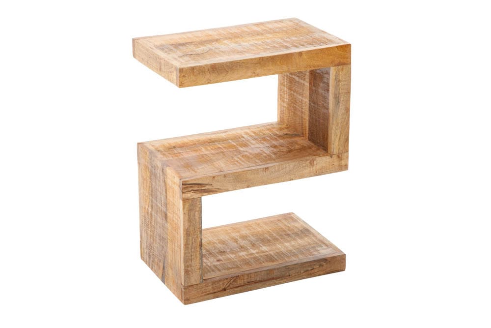 Handgearbeiteter Beistelltisch S 60cm Mango Massivholz mit Ablage variabel stellbar