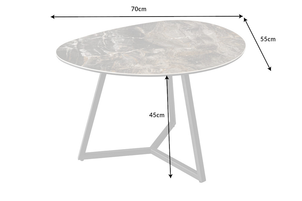 Moderner Couchtisch MARVELOUS 70cm taupe Marmor Keramik made in Italy