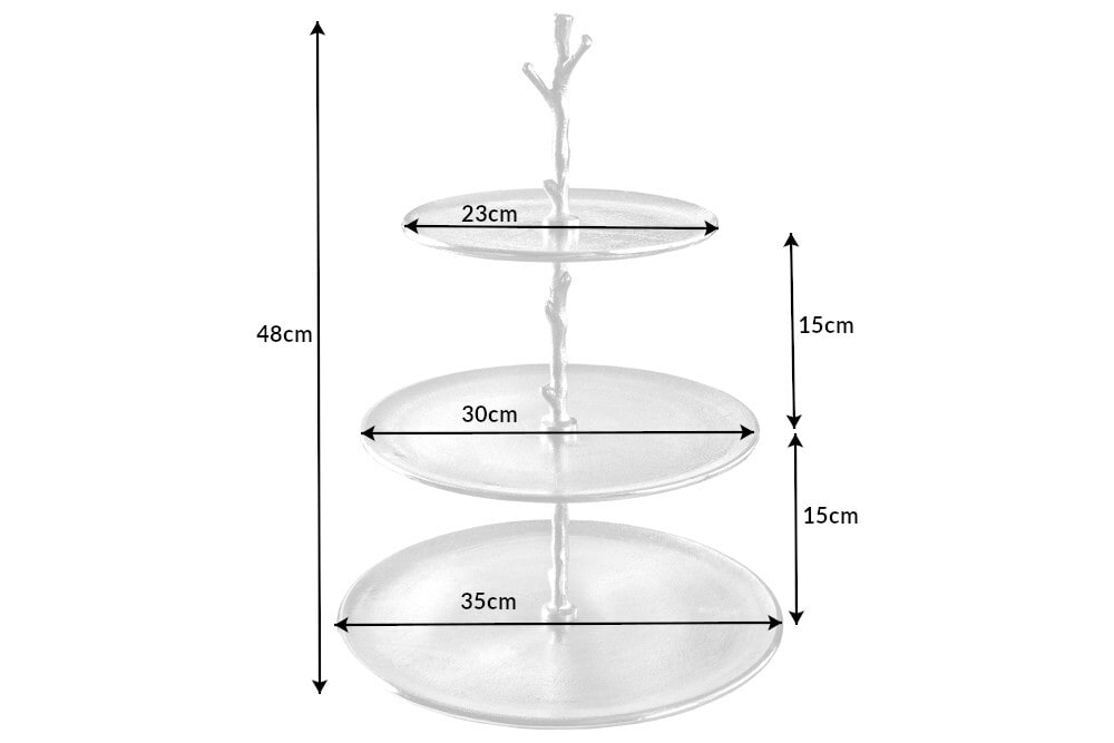 Design Etagere ABSTRACT 50cm silber mit drei Etagen