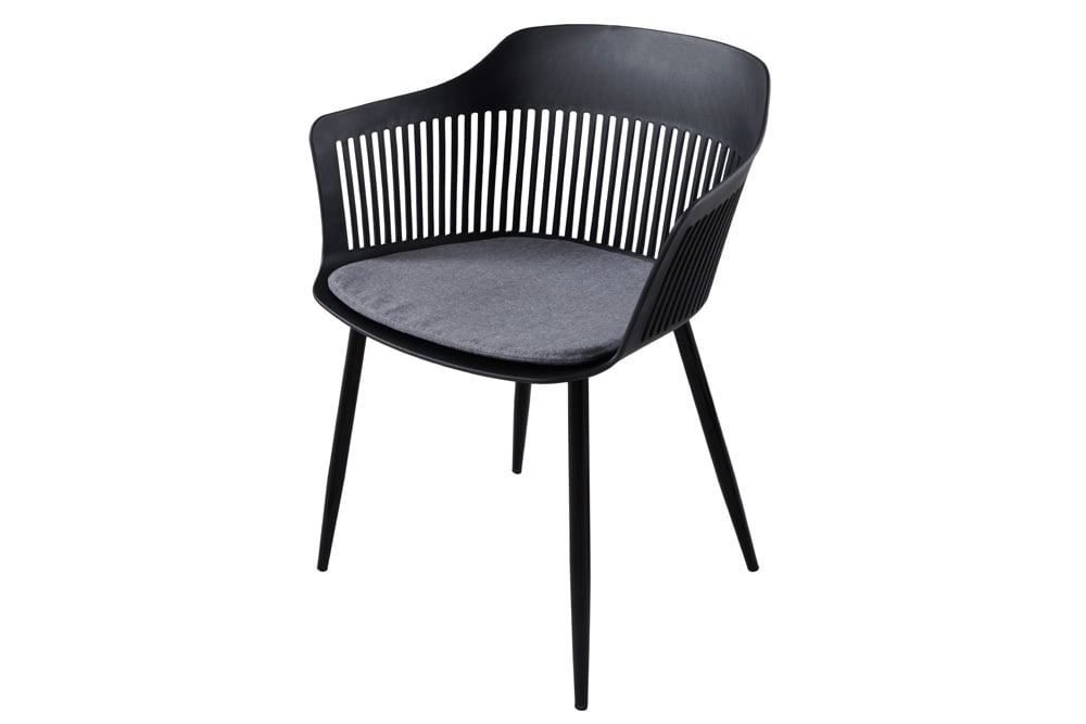 Design Stuhl AIRE schwarz Kunststoff Stahlgestell Indoor Outdoor inkl. Kissen