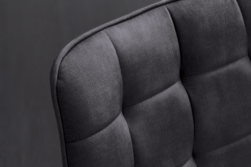 Design Stuhl ROADSTAR grau Samt schwarze Metallbeine