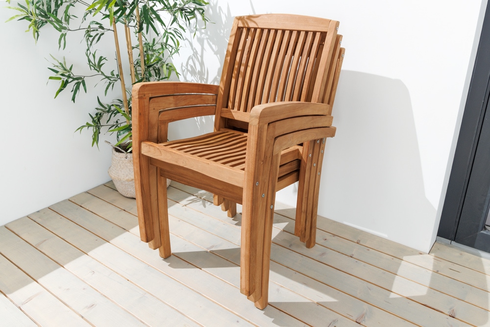 Massiver Gartenstuhl EMPIRE TEAK natur Teakholz stapelbar