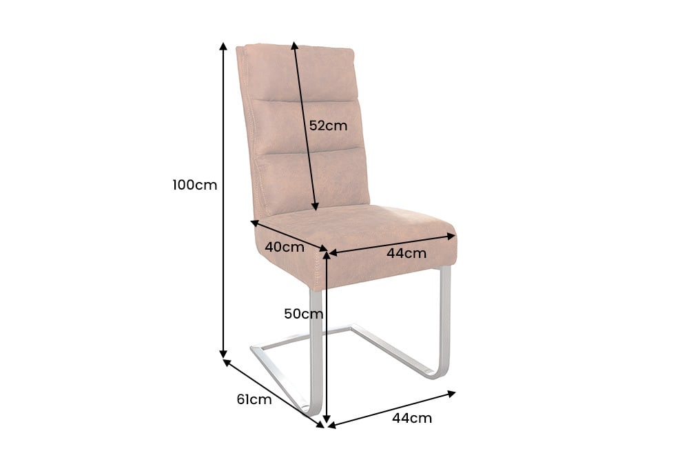 Design Freischwinger Stuhl COMFORT hellbraun mit Edelstahl-Gestell