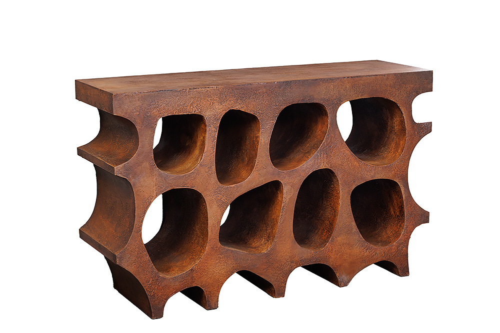 Abstrakter Konsolentisch ART AMBIENTE 120cm kupfer Edelrost-Look Beton