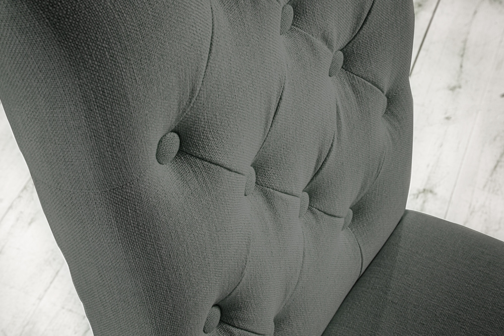 Eleganter Stuhl CASTLE grau mit Chesterfield Steppung