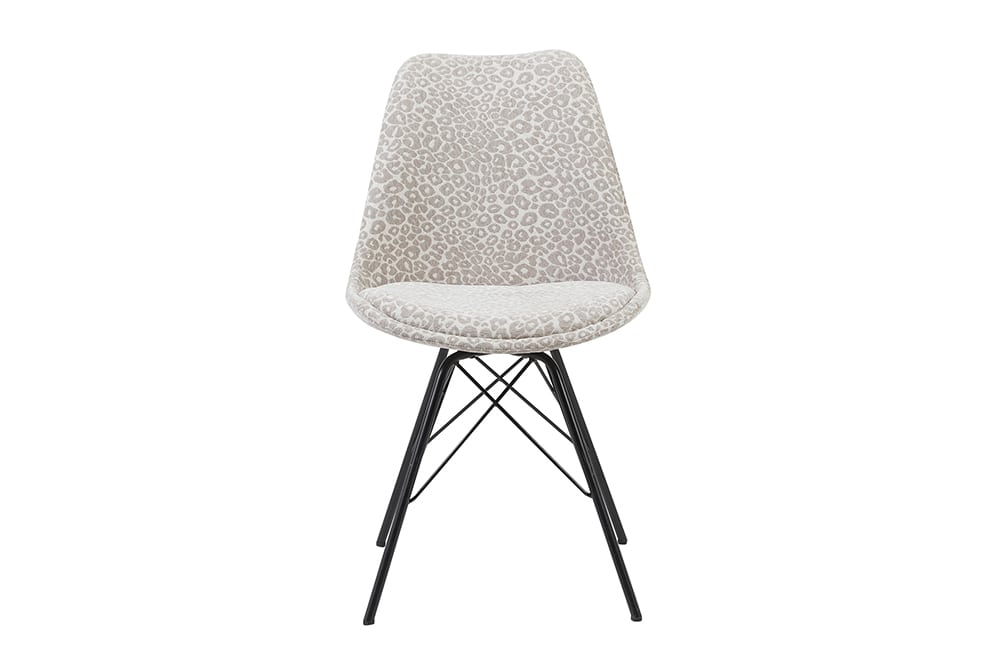 Design Stuhl SCANDINAVIA MEISTERSTÜCK beige grau Chenille schwarz Metallgestell