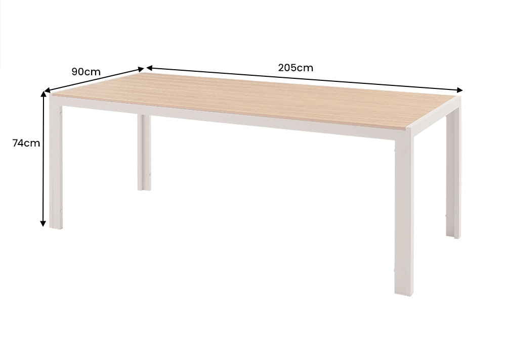 Moderner Gartentisch DESIGNO 205cm natur greige Aluminium wetterfest Outdoor-Esstisch