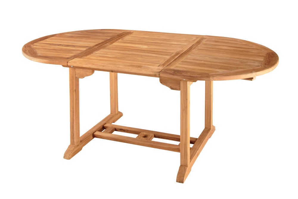 Ausziehbarer Gartentisch EMPIRE TEAK 120-180cm natur Massivholz oval