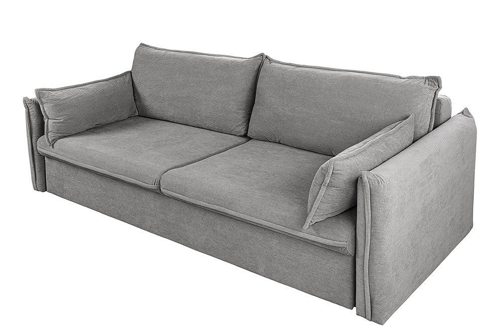 XXL Sofa mit Schlaffunktion APARTMENT grau Cord inkl. Bettkasten und Kissen