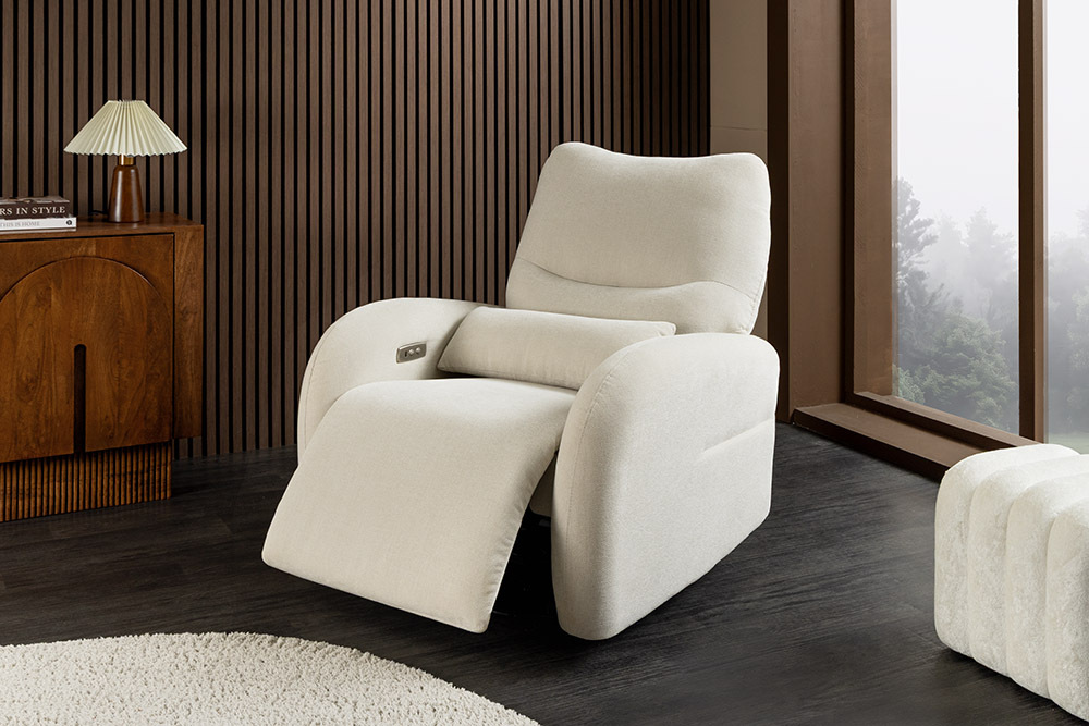 Elektrischer Kinosessel PRIORITY beige inkl. Kissen 360° drehbar mit USB-Anschluss