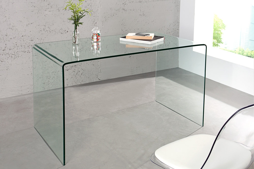 Extravaganter Glas Schreibtisch FANTOME 120cm transparent Esstisch Ganzglastisch