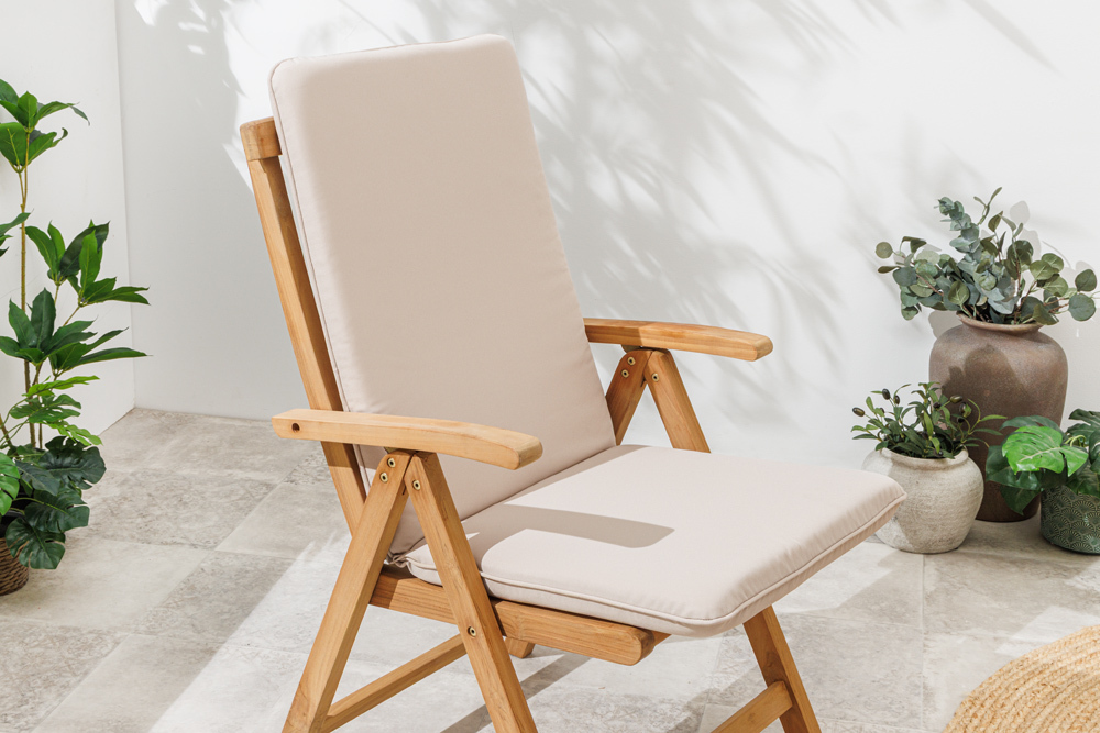 Outdoor Sitzkissen COMFORT LINE 50x122cm beige für Hochlehner-Stuhl Polsterauflage