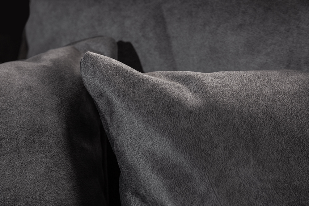 Moderne XXL Wohnlandschaft KENT 305cm grau Samt Bigsofa inkl. Hocker Federkern