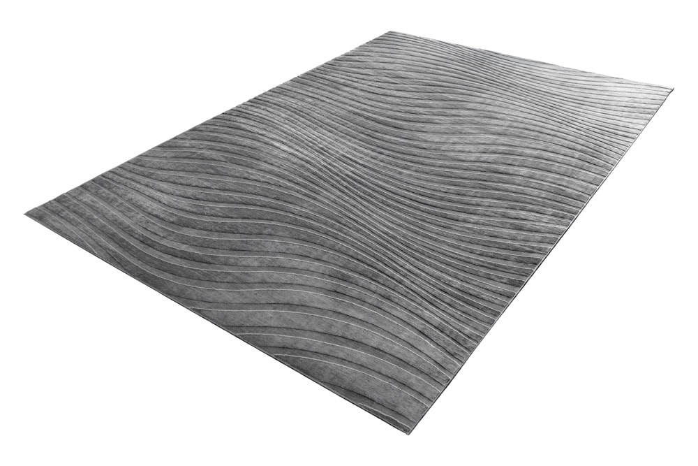 3D strukturierter Kurzflor XXL Teppich WAVE 350x235cm anthrazit Hoch-Tief-Effekt