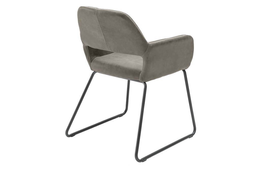 Design Stuhl MUSTANG antik taupe Microfaser mit Armlehne