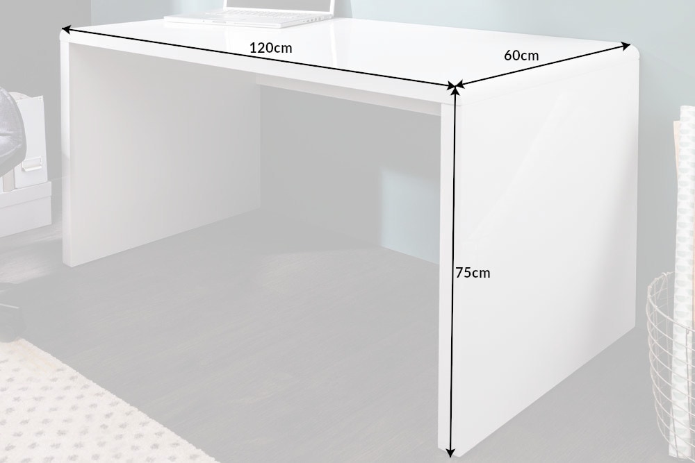 Design Schreibtisch FAST TRADE 120cm weiß Hochglanz Bürotisch