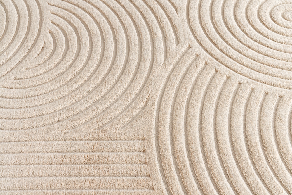 3D strukturierter Kurzflor Teppich ART DECO 230x160cm beige Hoch-Tief-Effekt