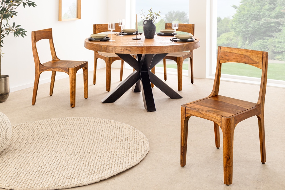 Massiver Stuhl ORGANIC braun Sheeshamholz stone finish handmade