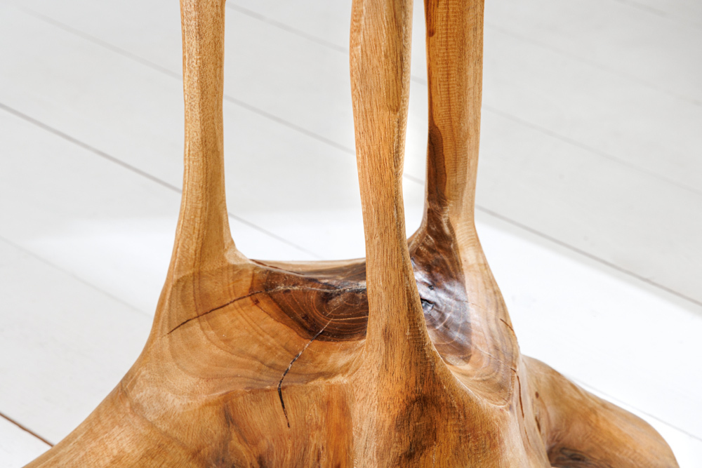 Massivholz Beistelltisch ROOT 70cm natur Teak aus Wurzelholz im Stelzen-Design
