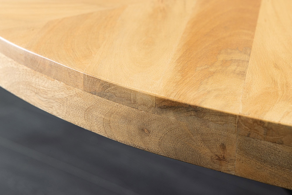 Runder Esstisch INFINITY HOME 120cm natur cream finish Mangoholz Parkett schwarz