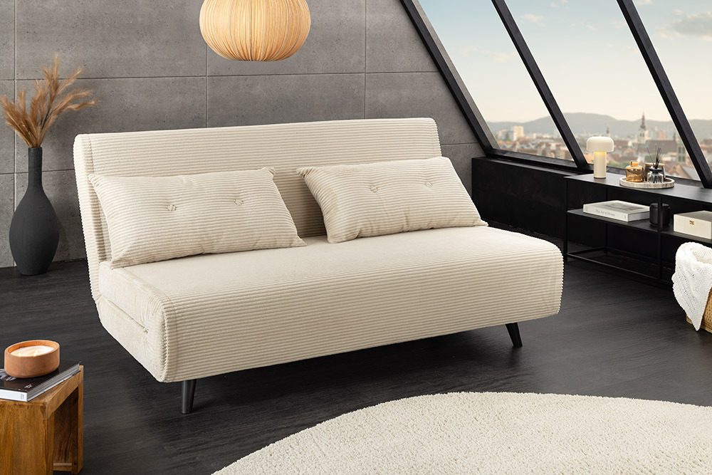 Retro Schlafsessel SMART MULTIFUNCTION 140cm beige Cord Bettfunktion inkl. Kissen » Jetzt kaufen