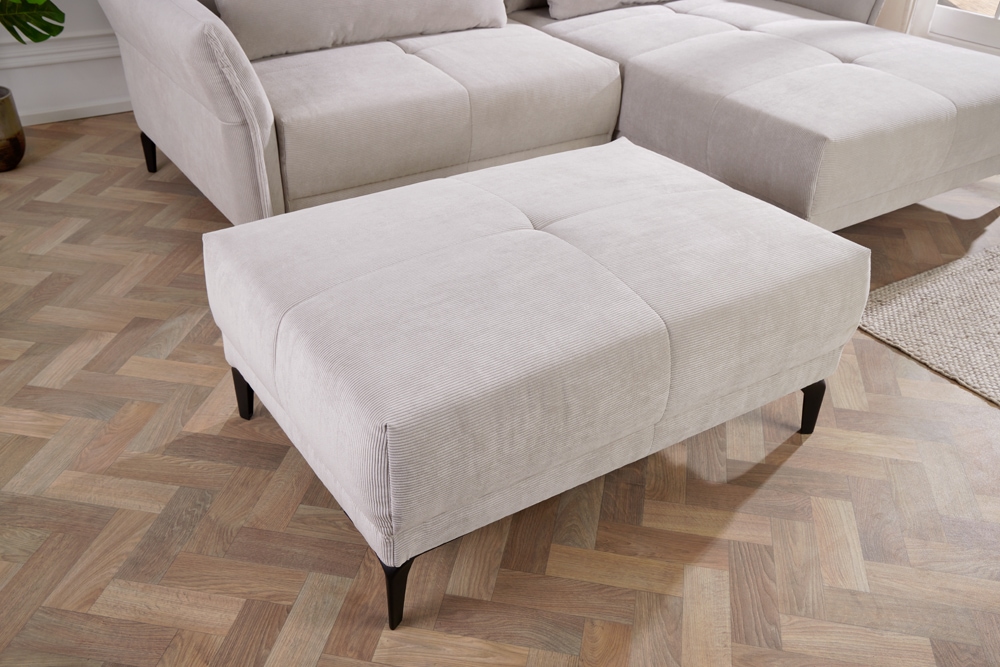 Moderner Sitzhocker DESIGNO 110cm beige Cord Metallfüße